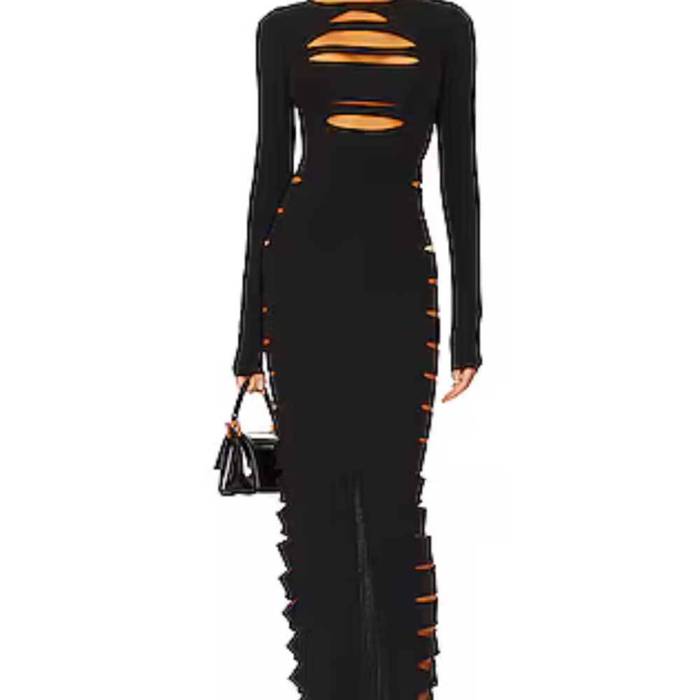 H:ours Black Cut-Out Maxi Dress